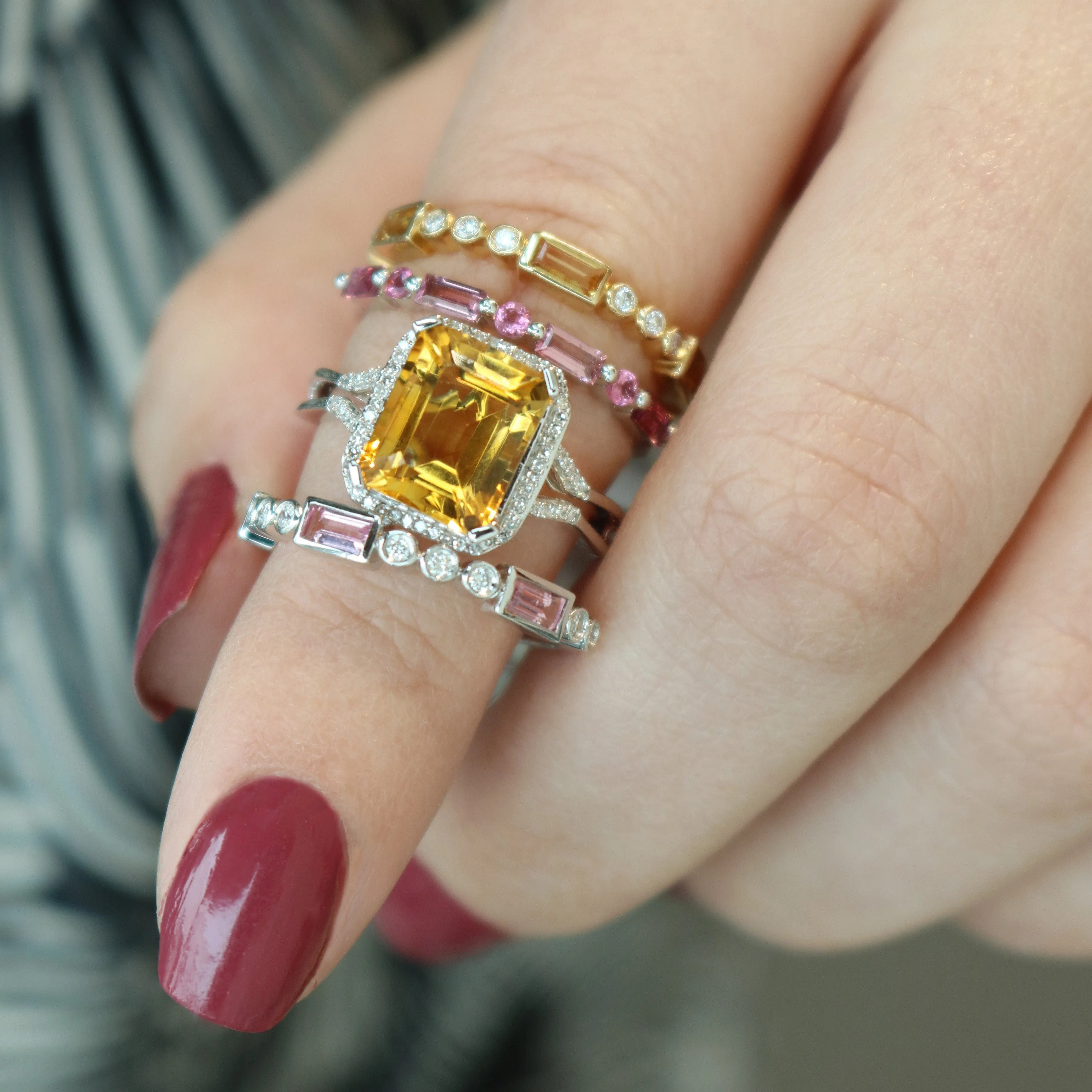 0.15ctw Diamond and Citrine Ring