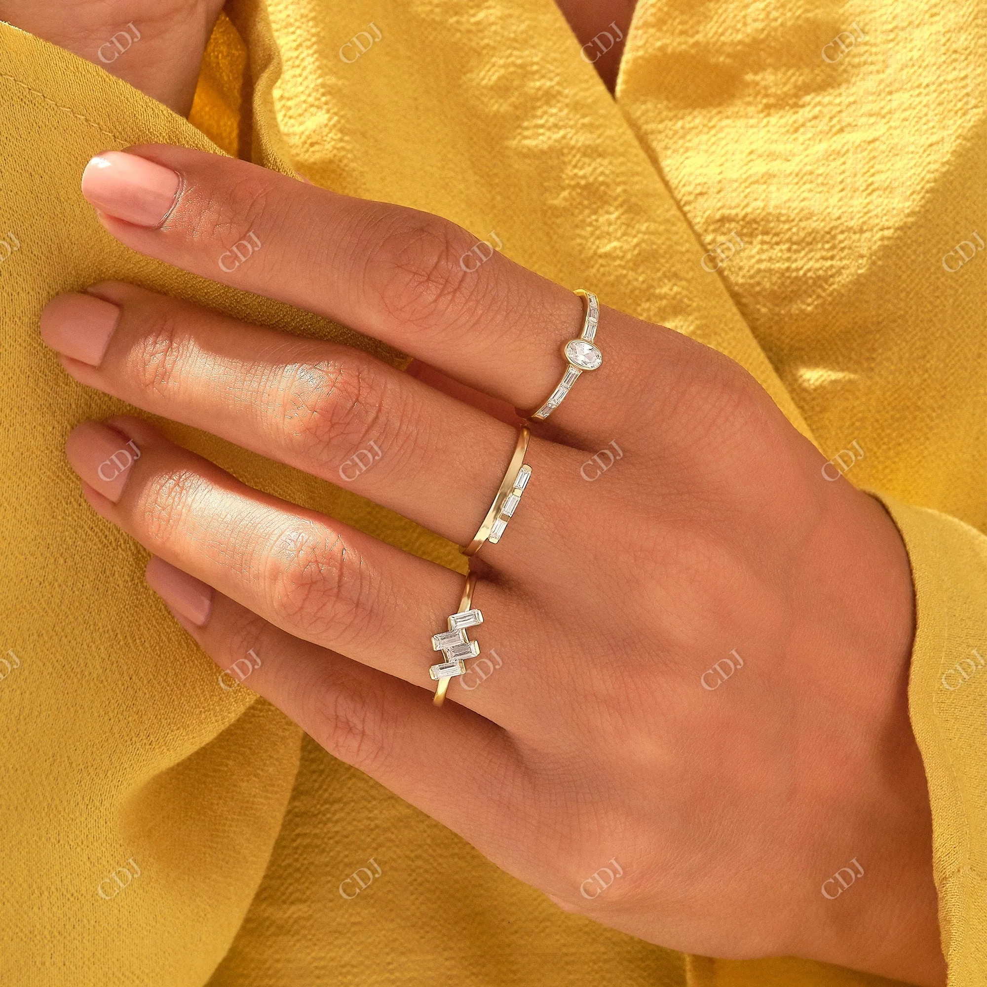 0.15CTW East West Baguette Diamond Wedding Ring