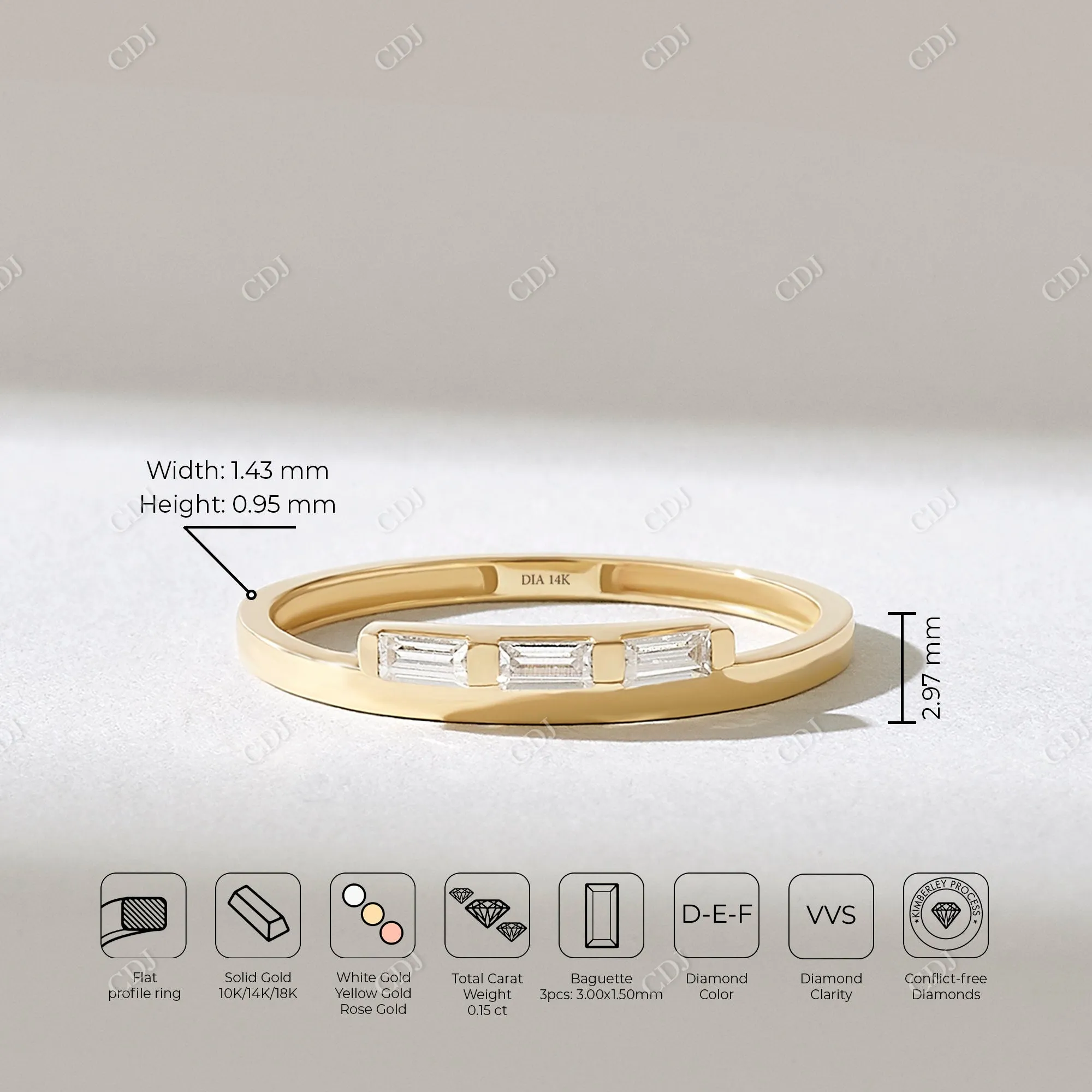 0.15CTW East West Baguette Diamond Wedding Ring