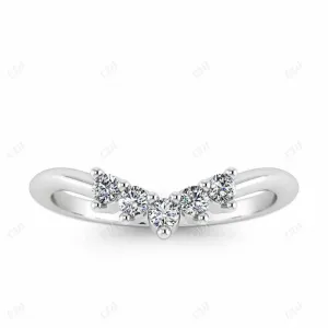 0.15CTW Round Lab Grown Curved Wedding Band