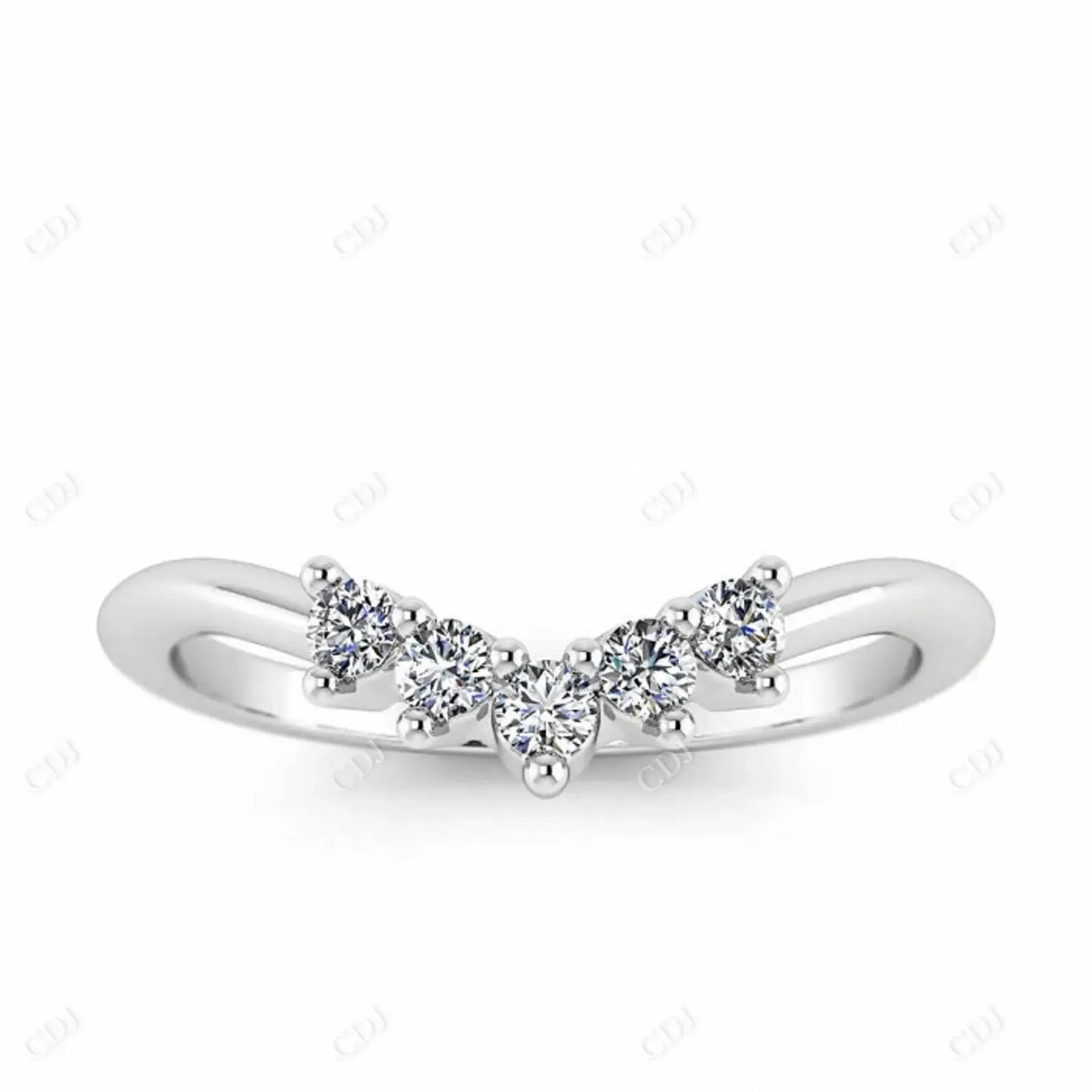 0.15CTW Round Lab Grown Curved Wedding Band