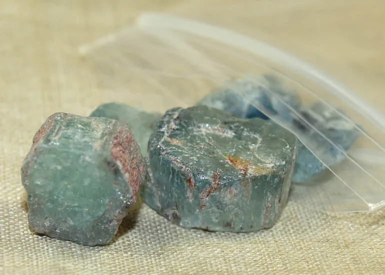 10 grams of Rough, Raw Aquamarine Crystals; Lou Zeldis Component Collection