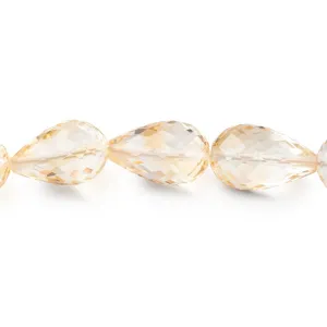 10x7-15x9mm Citrine Straight Drilled Tear Drop Beads 16 inch 32 pieces