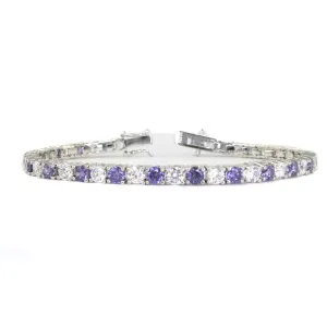 11 CTW Amethyst White Simulated Diamond Tennis Bracelet 18k White Gold 7.5"