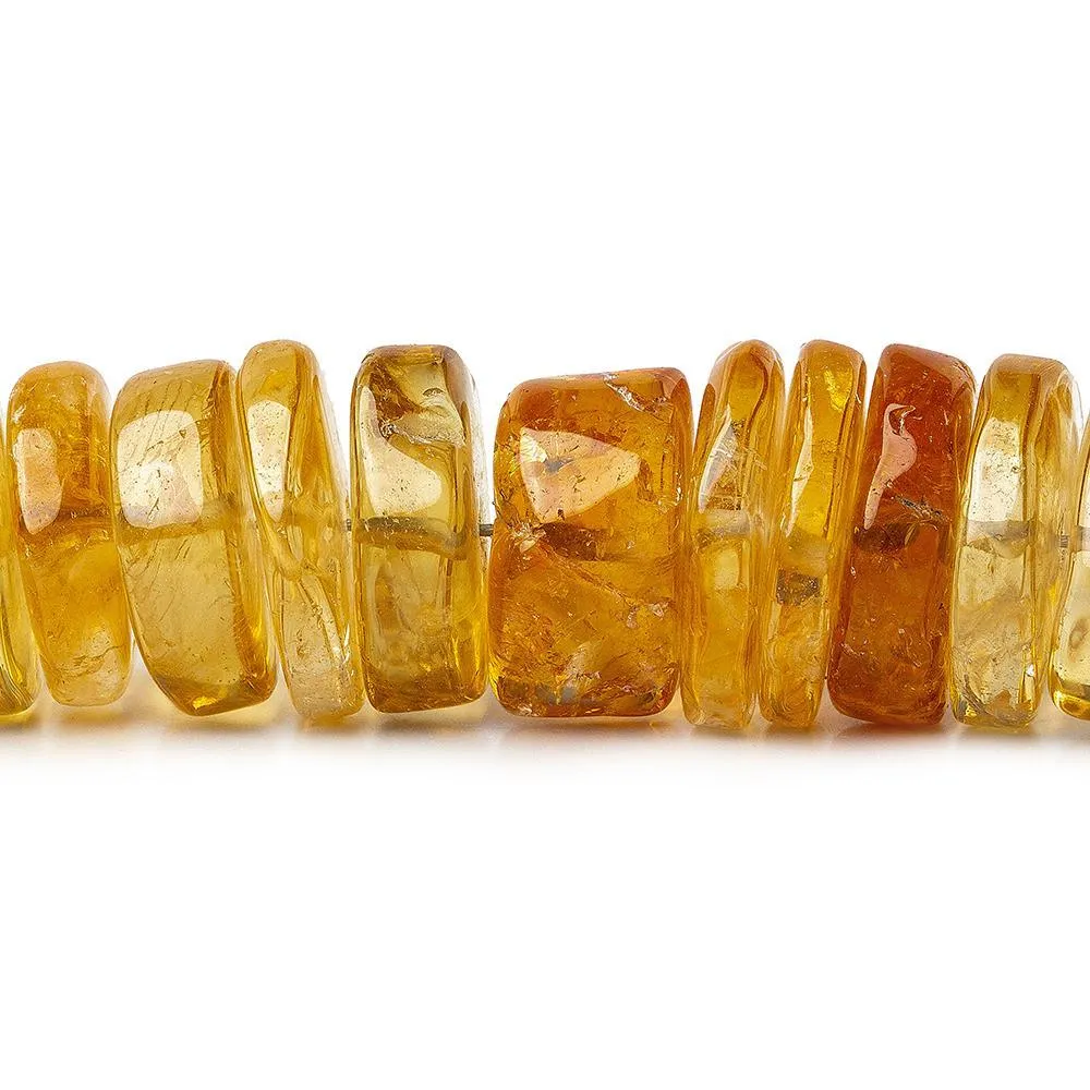 12-14mm Citrine HydroQuartz Plain Heishi & Rondelles 7.5 inch 39 beads