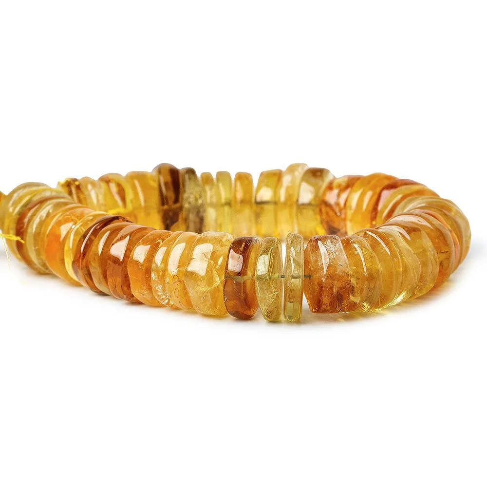 12-14mm Citrine HydroQuartz Plain Heishi & Rondelles 7.5 inch 39 beads