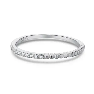 1.2mm Dainty Micro Pave Textured Thin Stacking Ring
