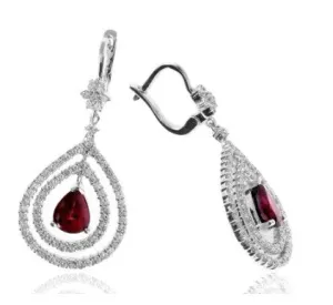 14 Karat White Ruby Gemstone Earrings