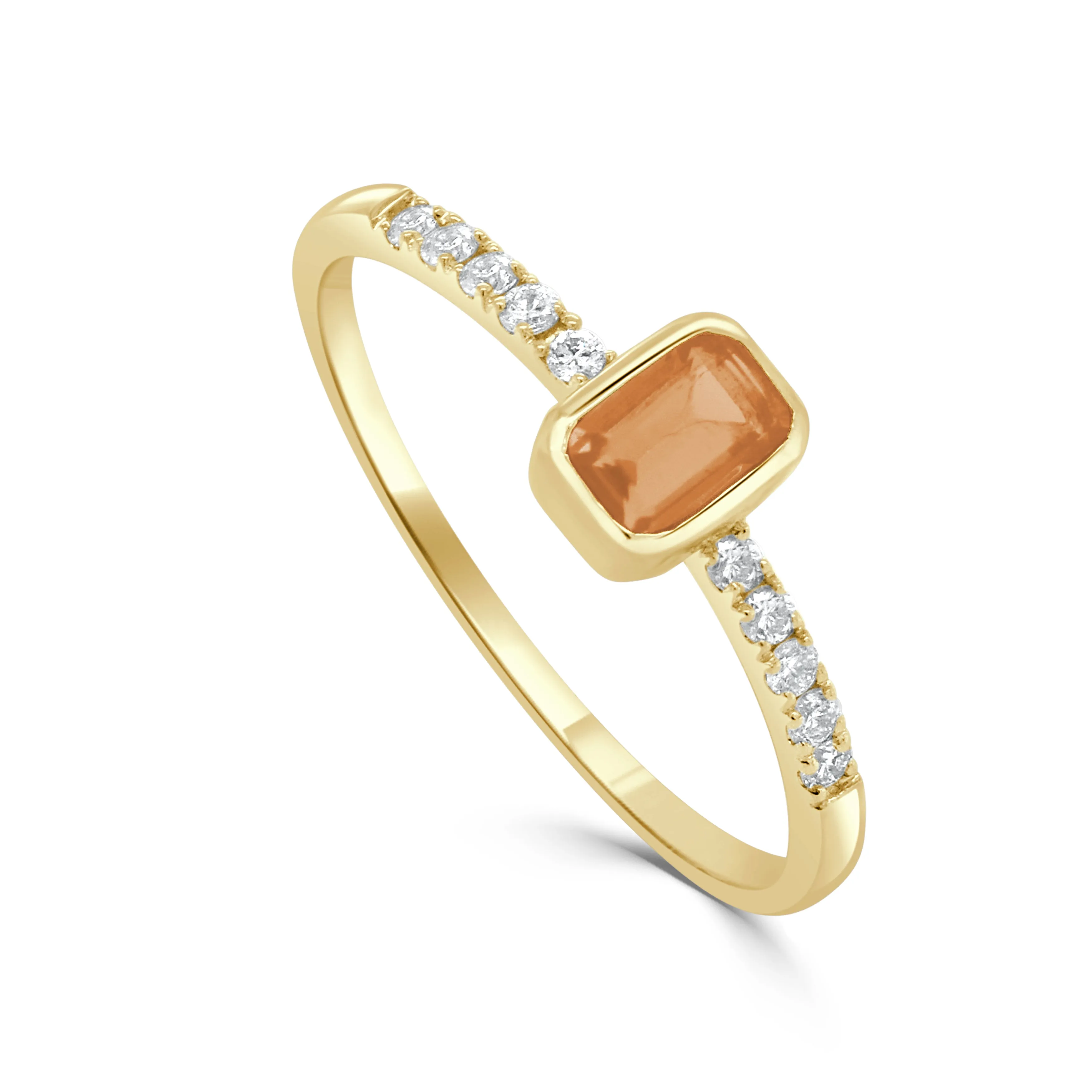14K Gold Diamond & Citrine Bezel Ring