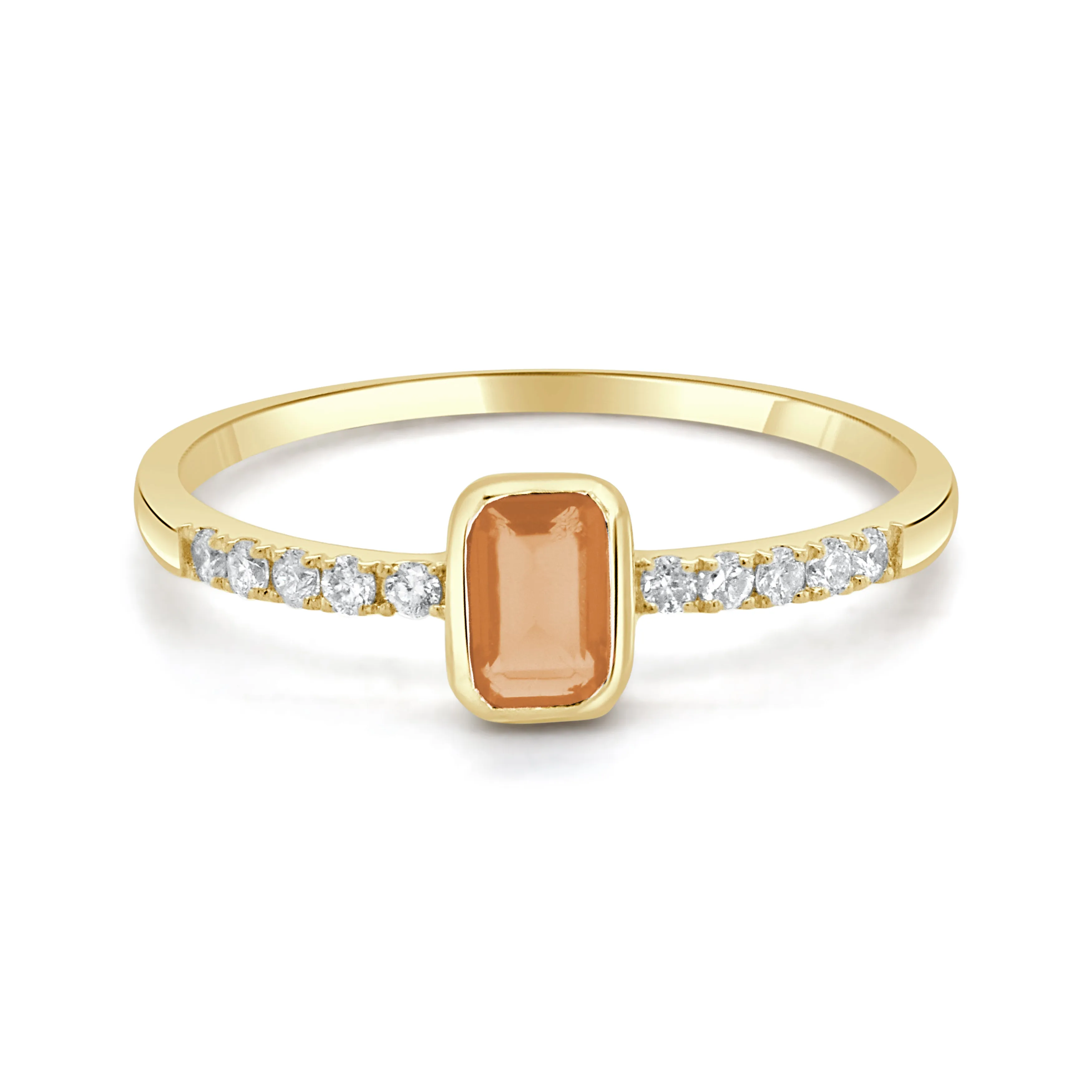 14K Gold Diamond & Citrine Bezel Ring