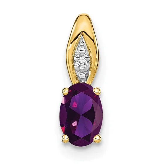 14k Gold Genuine Oval Gemstone & Diamond Pendants