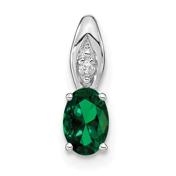 14k Gold Genuine Oval Gemstone & Diamond Pendants