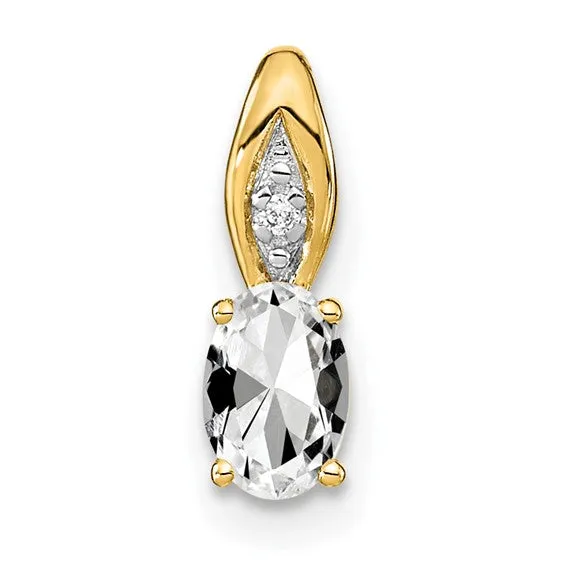14k Gold Genuine Oval Gemstone & Diamond Pendants
