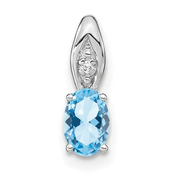 14k Gold Genuine Oval Gemstone & Diamond Pendants