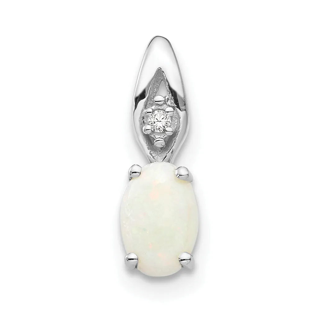 14k Gold Genuine Oval Gemstone & Diamond Pendants