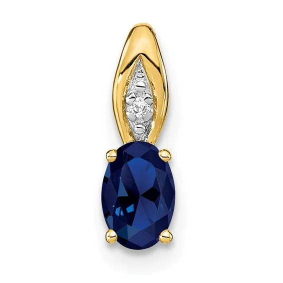 14k Gold Genuine Oval Gemstone & Diamond Pendants