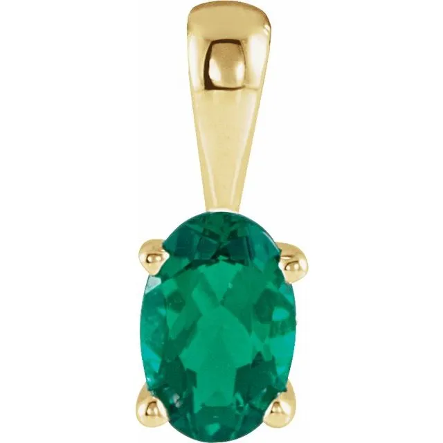 14K Gold Oval Gemstone 6x4mm Scroll Set Pendants