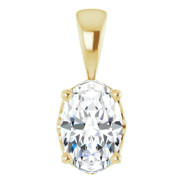 14K Gold Oval Gemstone 6x4mm Scroll Set Pendants