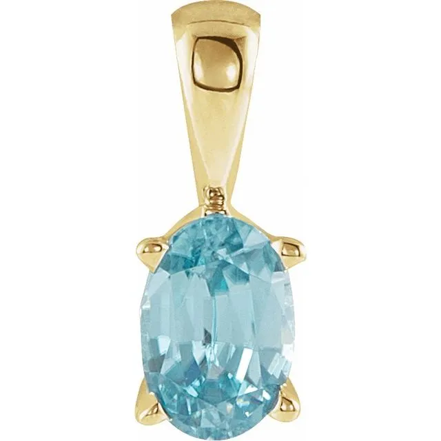 14K Gold Oval Gemstone 6x4mm Scroll Set Pendants
