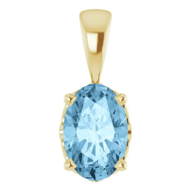 14K Gold Oval Gemstone 6x4mm Scroll Set Pendants