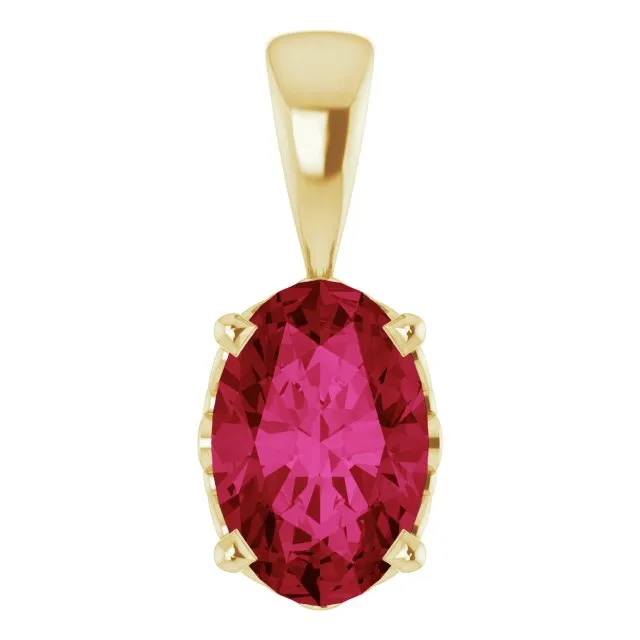 14K Gold Oval Gemstone 6x4mm Scroll Set Pendants