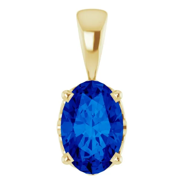 14K Gold Oval Gemstone 6x4mm Scroll Set Pendants