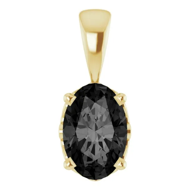 14K Gold Oval Gemstone 6x4mm Scroll Set Pendants