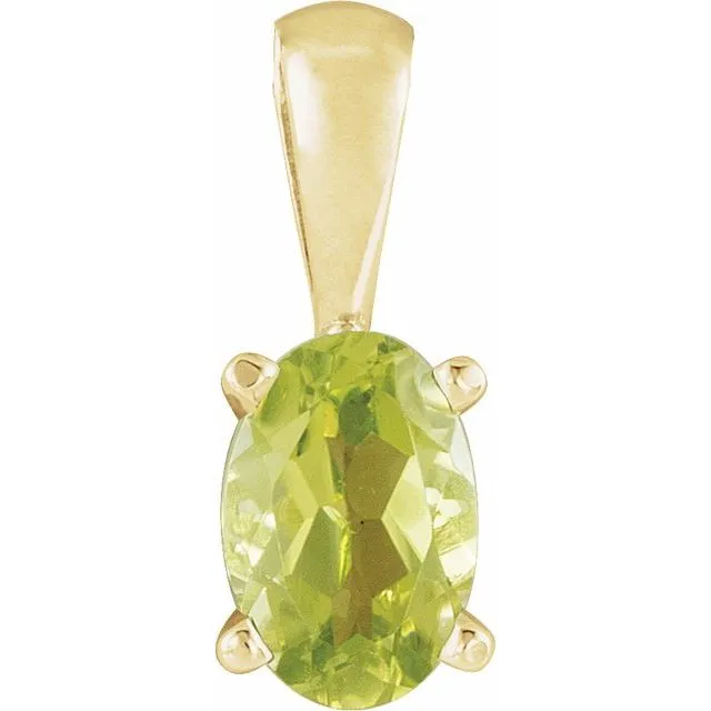 14K Gold Oval Gemstone 6x4mm Scroll Set Pendants