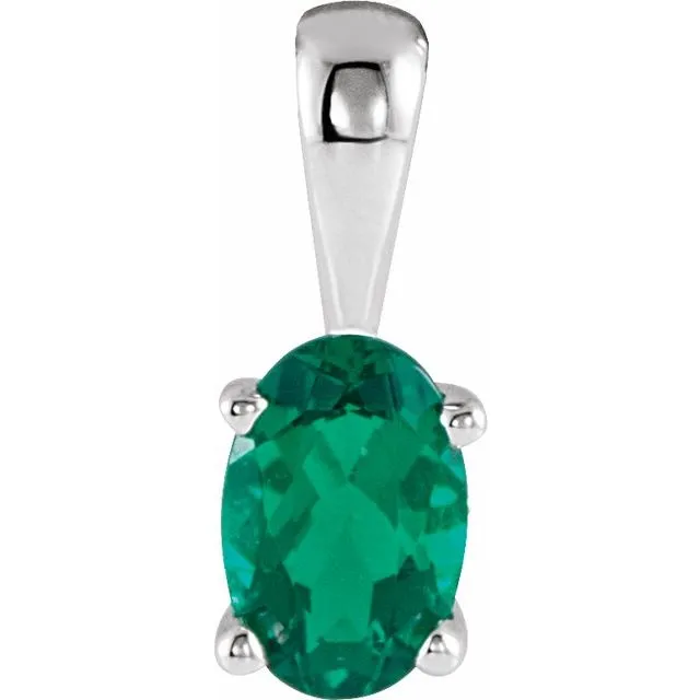 14K Gold Oval Gemstone 6x4mm Scroll Set Pendants