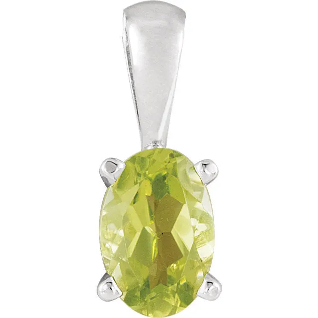 14K Gold Oval Gemstone 6x4mm Scroll Set Pendants