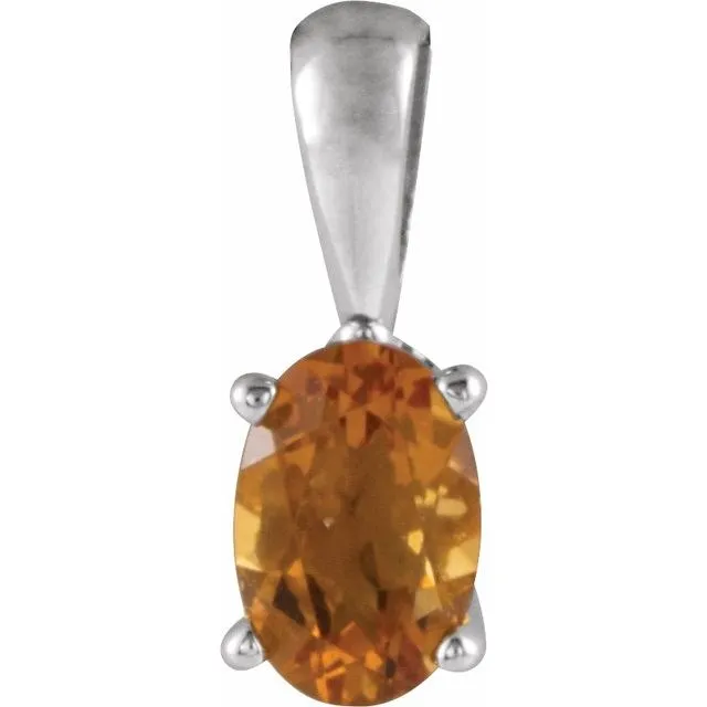 14K Gold Oval Gemstone 6x4mm Scroll Set Pendants