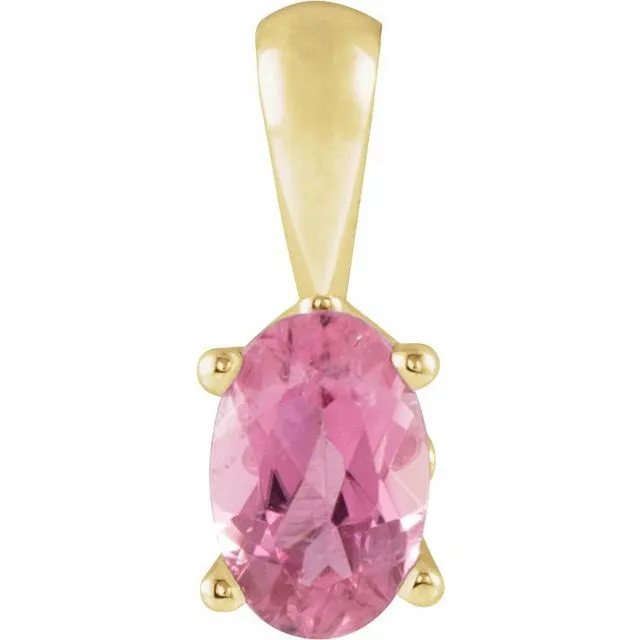 14K Gold Oval Gemstone 6x4mm Scroll Set Pendants