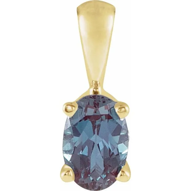 14K Gold Oval Gemstone 6x4mm Scroll Set Pendants