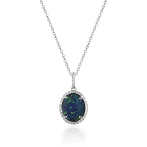 14K Gold Oval Opal Pendant with Chain