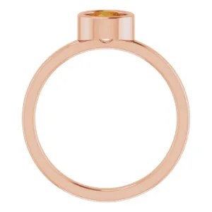 14K Rose 5.5 mm Natural Citrine Ring