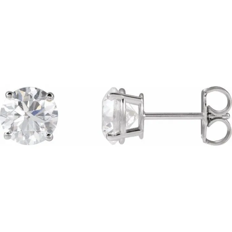 14K White 8 mm Natural Citrine Stud Earrings