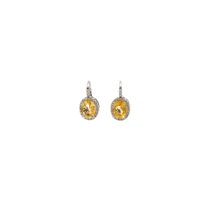14k White Gold Citrine Diamond Drop Earrings