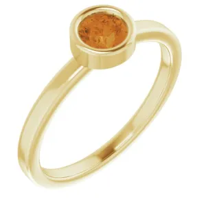 14K Yellow 4.5 mm Natural Citrine Ring