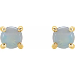 14K Yellow 5 mm Natural White Opal Earrings