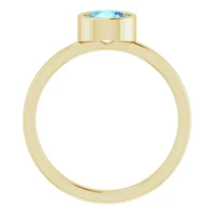 14K Yellow 6 mm Natural Aquamarine Ring