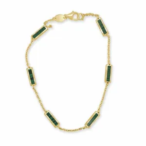 14K Yellow Malachite Station Bracelet