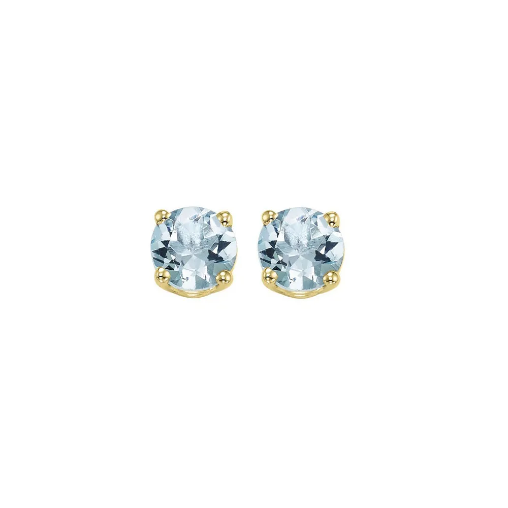 14Kt Yellow Gold Aquamarine 1Ctw Earring