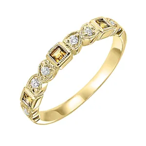 14Kt Yellow Gold Diamond 1/12Ctw & Citrine 1/7Ctw Ring