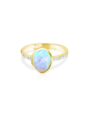14kt Yellow Gold Opal and Diamond ring 2