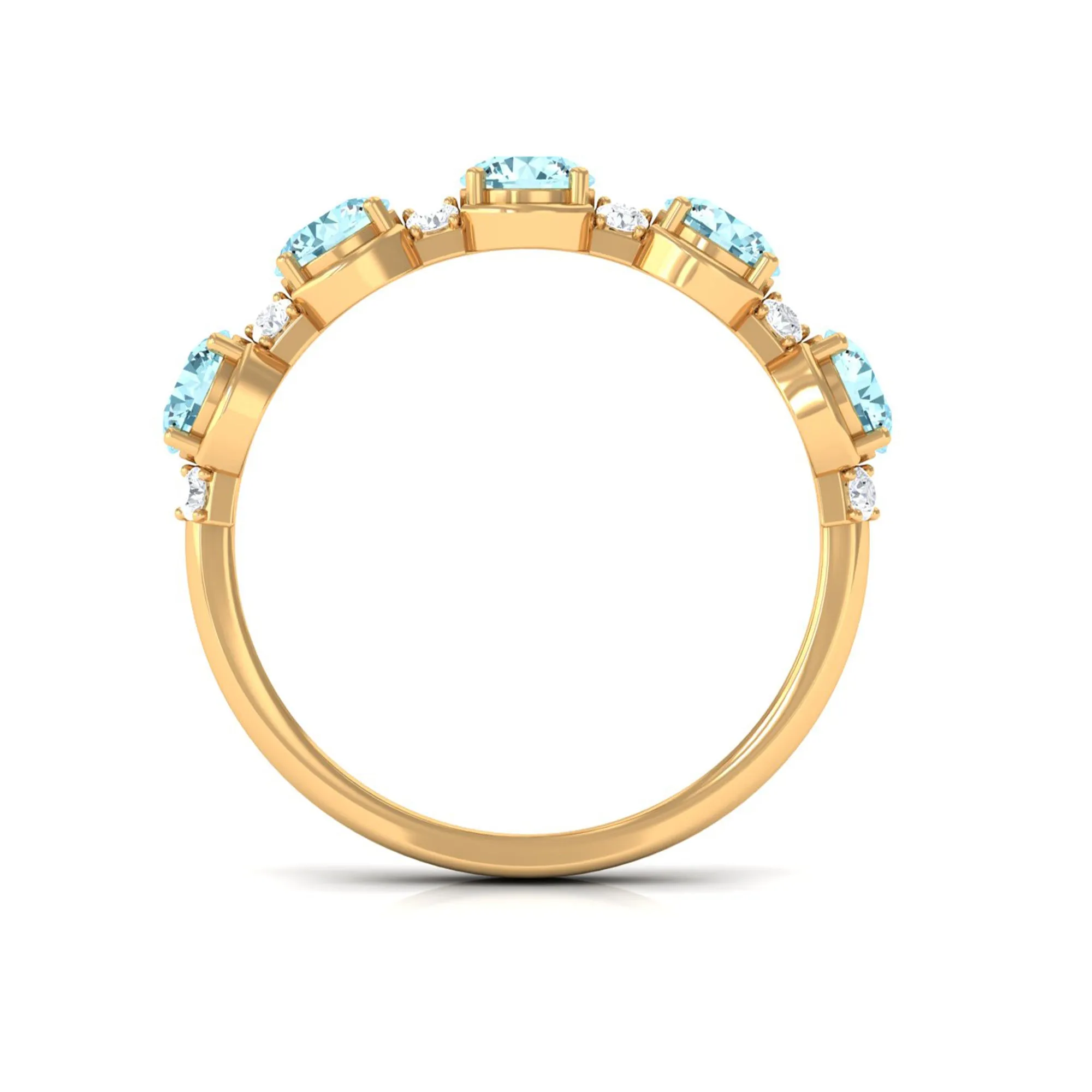 1.5 Carat Round Aquamarine Half Eternity Band with Diamond