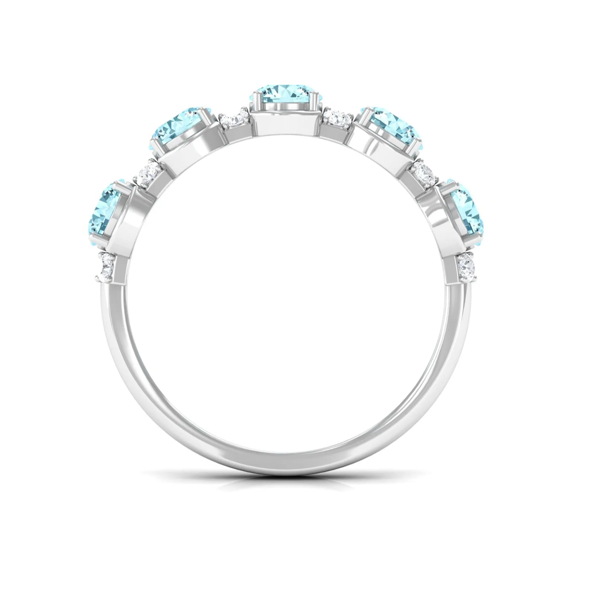 1.5 Carat Round Aquamarine Half Eternity Band with Diamond
