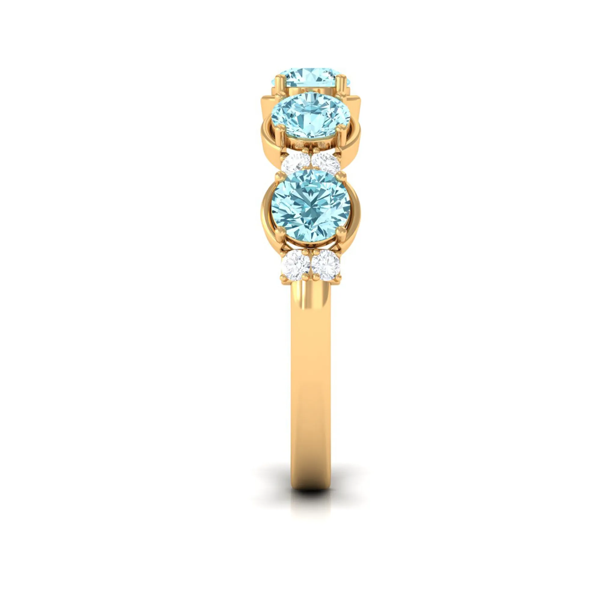 1.5 Carat Round Aquamarine Half Eternity Band with Diamond