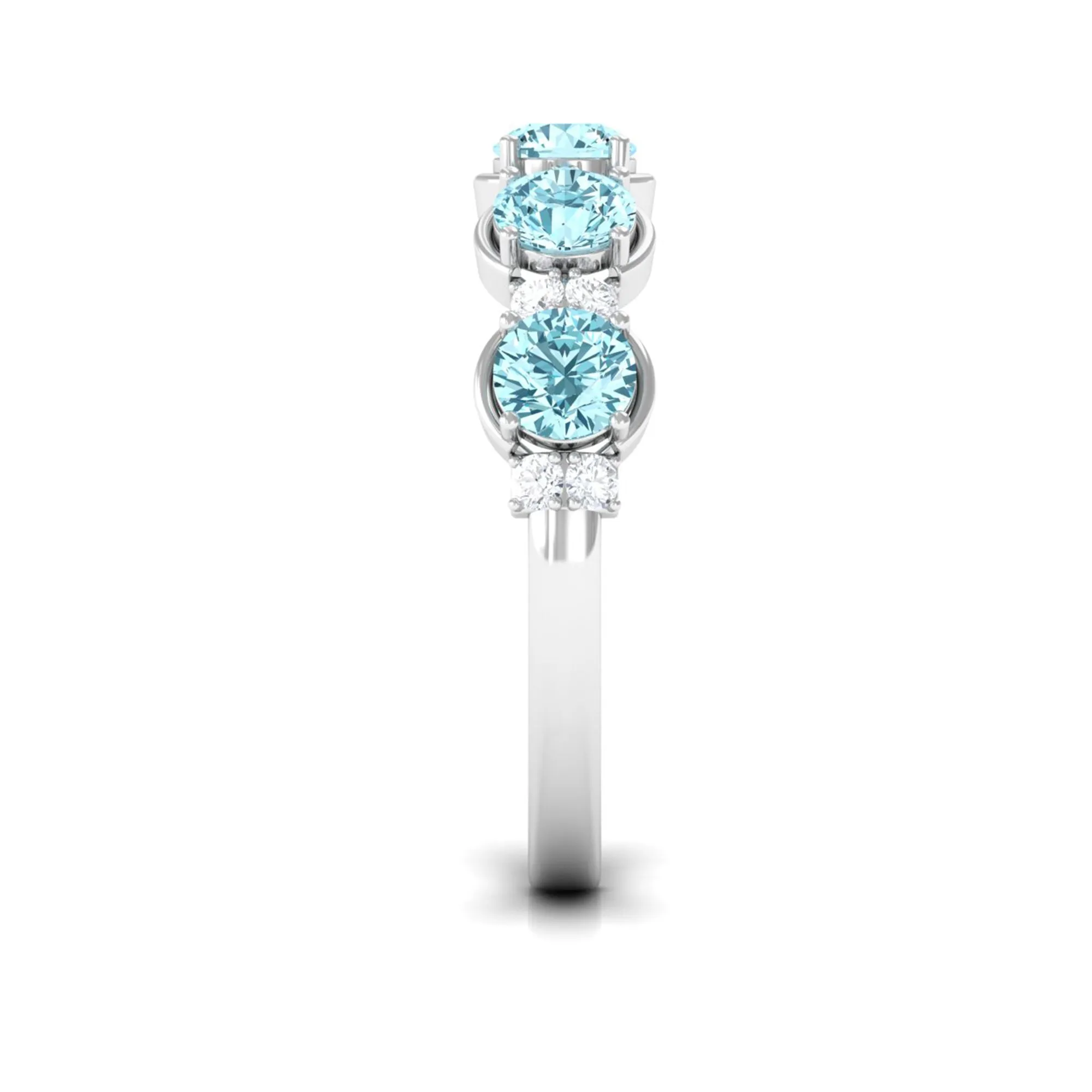 1.5 Carat Round Aquamarine Half Eternity Band with Diamond