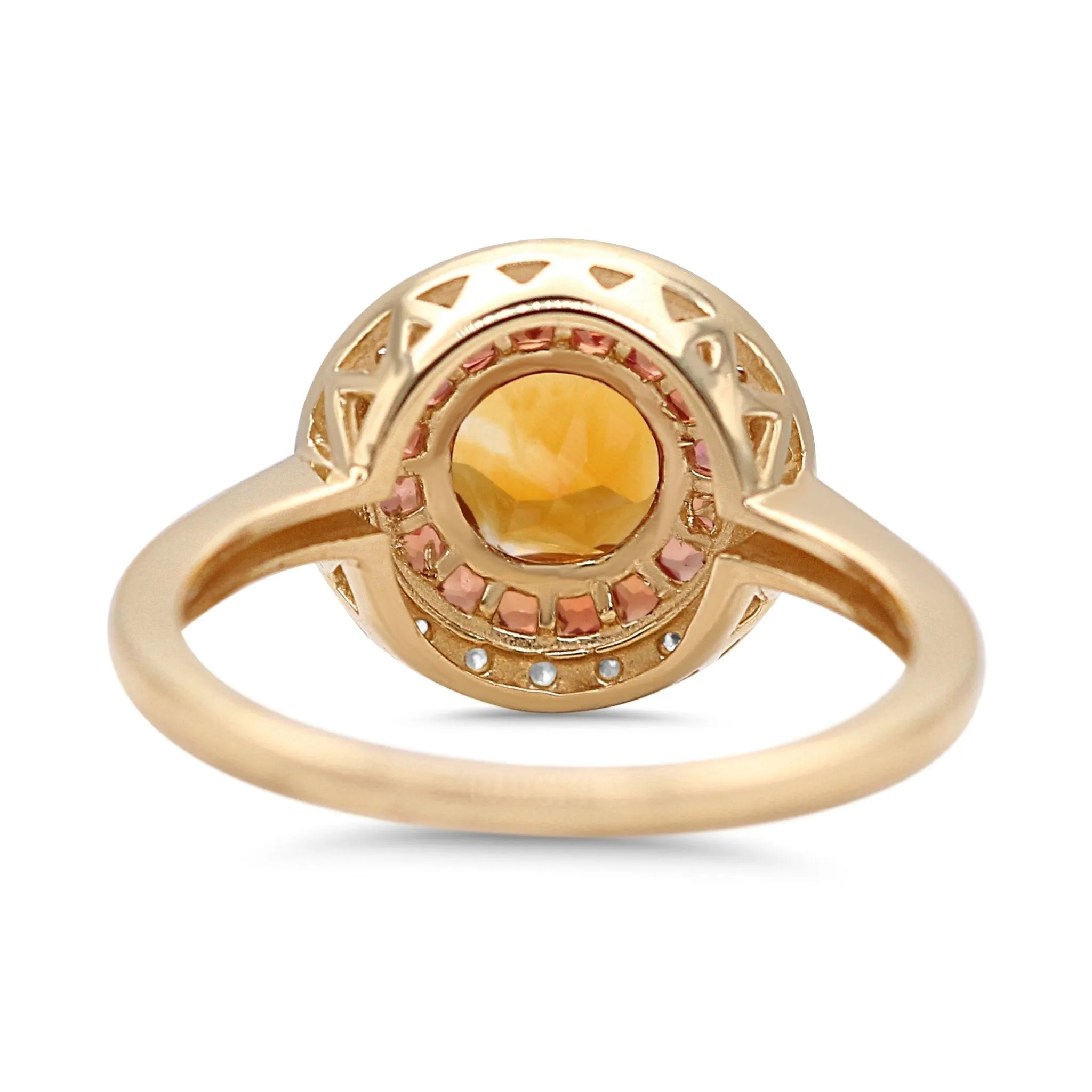 18ct Yellow Gold Diamond, Citrine & Orange Sapphire Cluster Ring