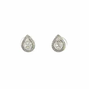 18k Classic White Gold Pear Diamond Earrings
